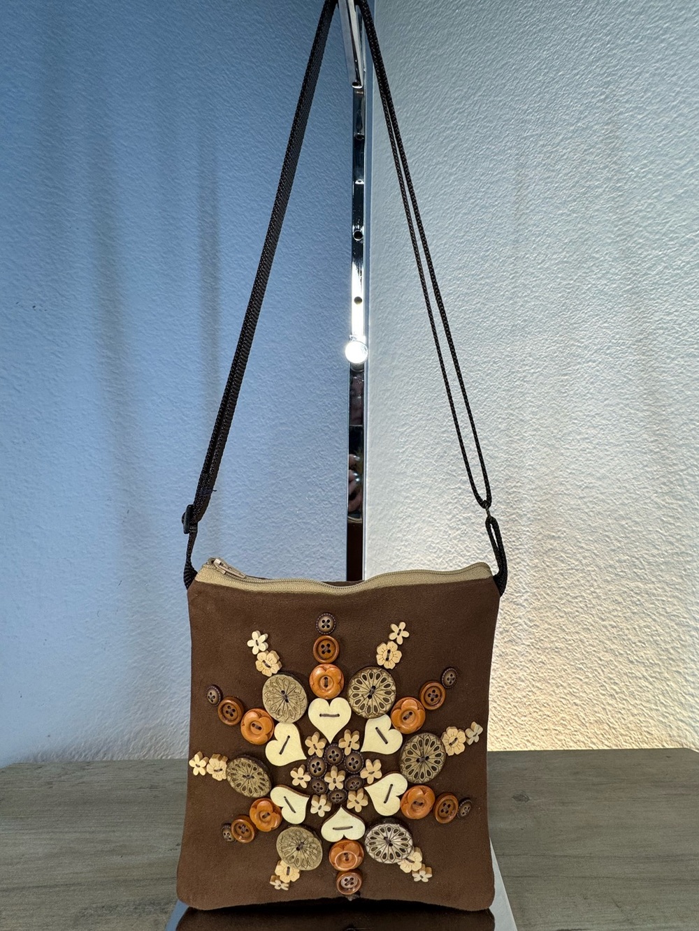 Cute As A Button By Joanna Handmade USA Fall Button Crossbody Purse Boho